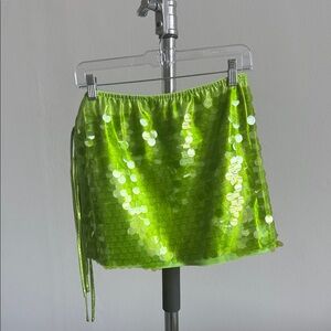 Lime Sequin Mini Skirt
